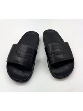 All Saints Black Leather Slide Sandals Size 10 / 40 Slip-On Casual Footwear